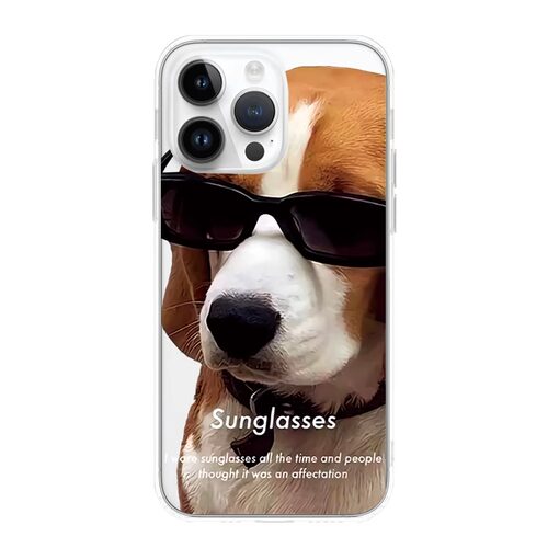 墨镜狗狗适用于苹果17PROMAX情侣15PRO可爱13卡通12动漫14硅胶iPhone16PROMAX磁吸亚克力透明手机壳华为小米