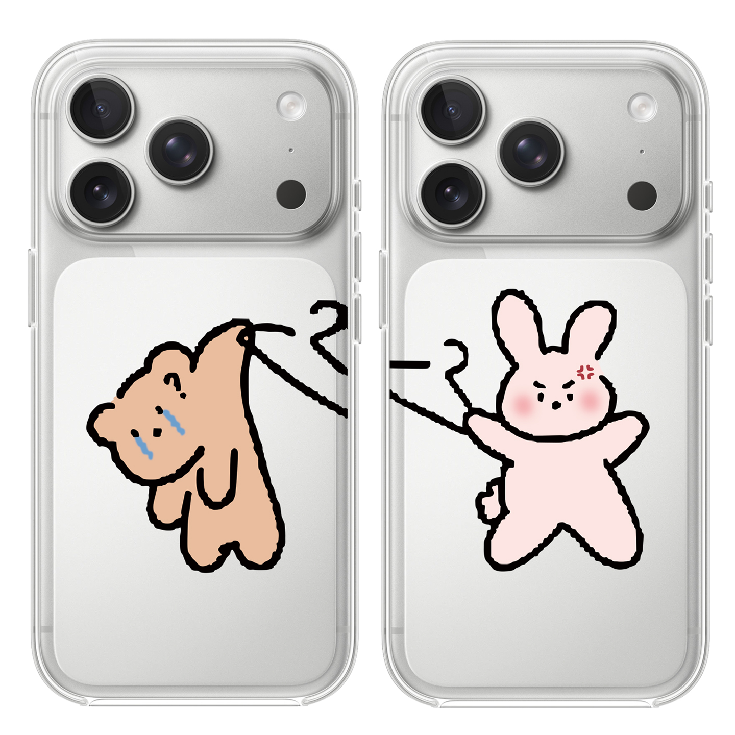 晾衣架兔兔小熊适用于苹果17PROMAX透明手机壳硅胶可爱iPhone16PROMAX情侣15PRO卡通14VIVOOPPO13动漫小米