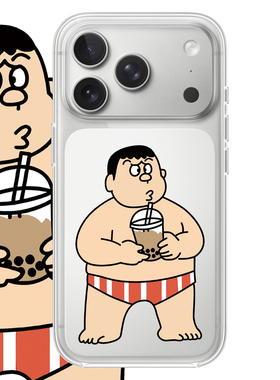 奶茶胖虎适用于苹果17PROMAX透明手机壳磁吸13亚克力硅胶iPhone16PROMAX防摔情侣15PRO卡通14动漫12华为小米