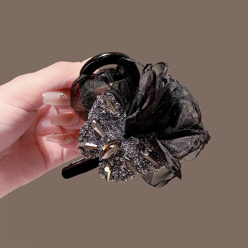 2026新款小众蝴蝶结抓夹女网红带钻侧边刘海碎发夹气质鲨鱼夹头饰