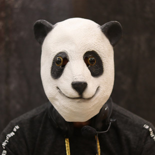 抖音同款搞怪熊猫猩猩驴牛马头头套绿鱼人面具可爱万圣节搞笑道具