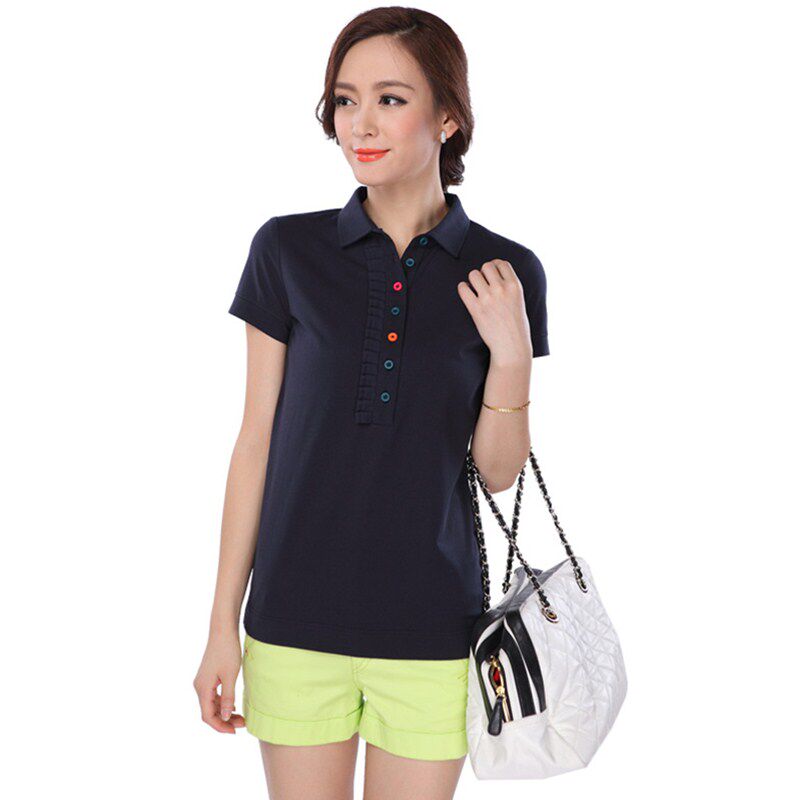 乔哥弟文斑马印花短袖t恤女2019夏季新款修身显瘦翻领polo衫清仓