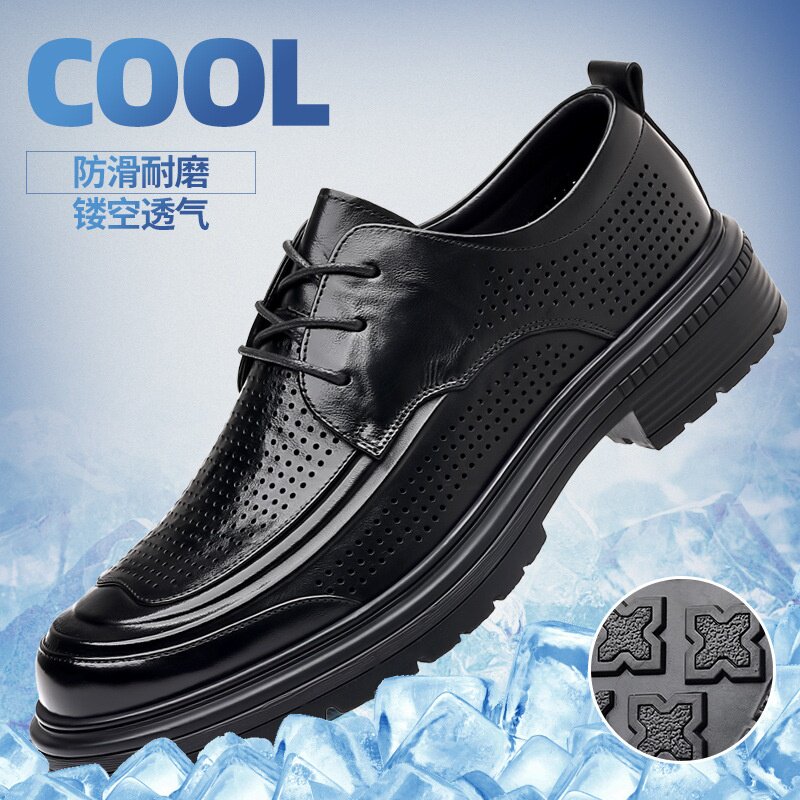 头层牛皮夏季男凉鞋真皮商务休闲皮鞋洞洞鞋镂空透气大头套脚潮鞋
