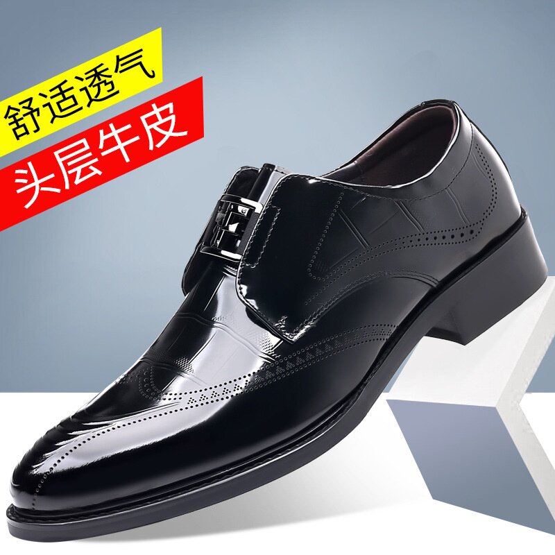头层牛皮西装皮鞋男商务正装真皮英伦风德比鞋结婚新郎鞋子