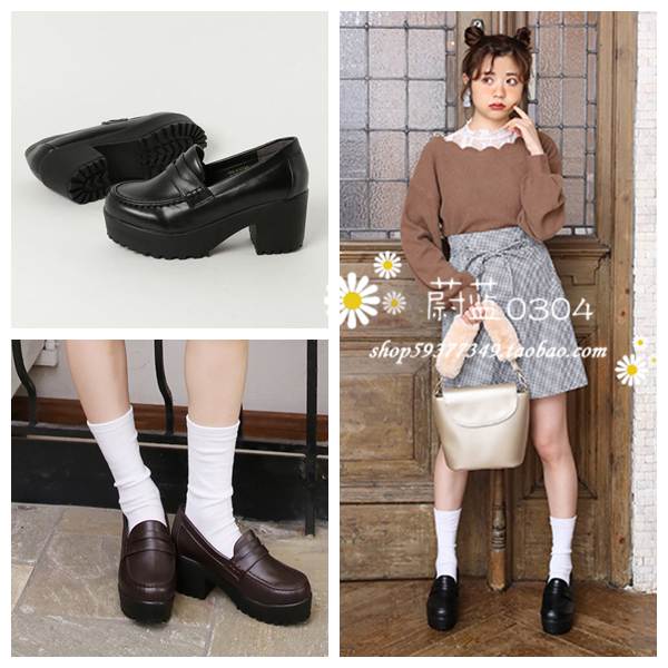 日系復古森林系英倫風學院風制服鞋粗跟厚底鞋坡跟女單鞋學生鞋