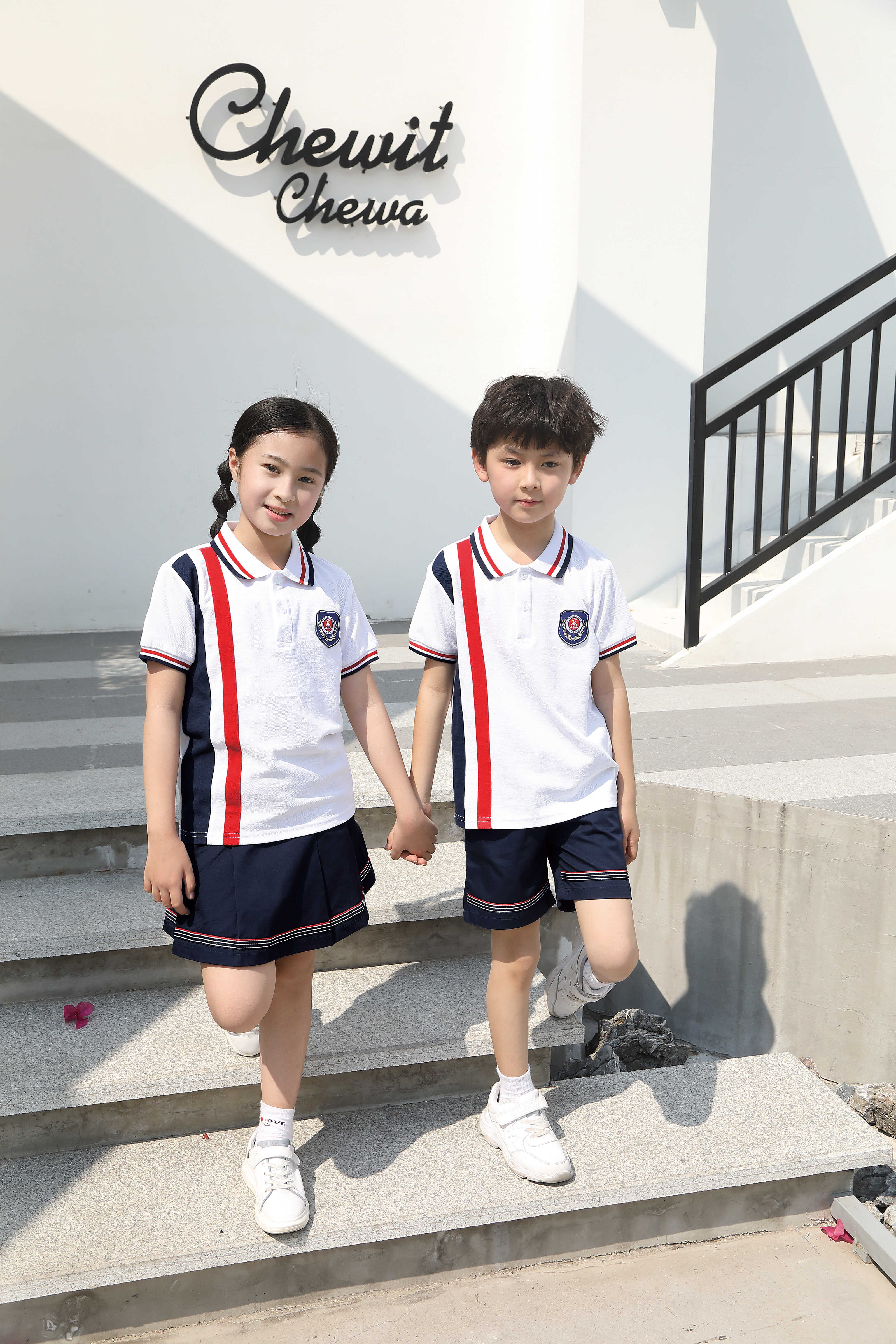 内江市向阳路小学生夏季短袖短裤短裙套装校服晋江东华小学夏装