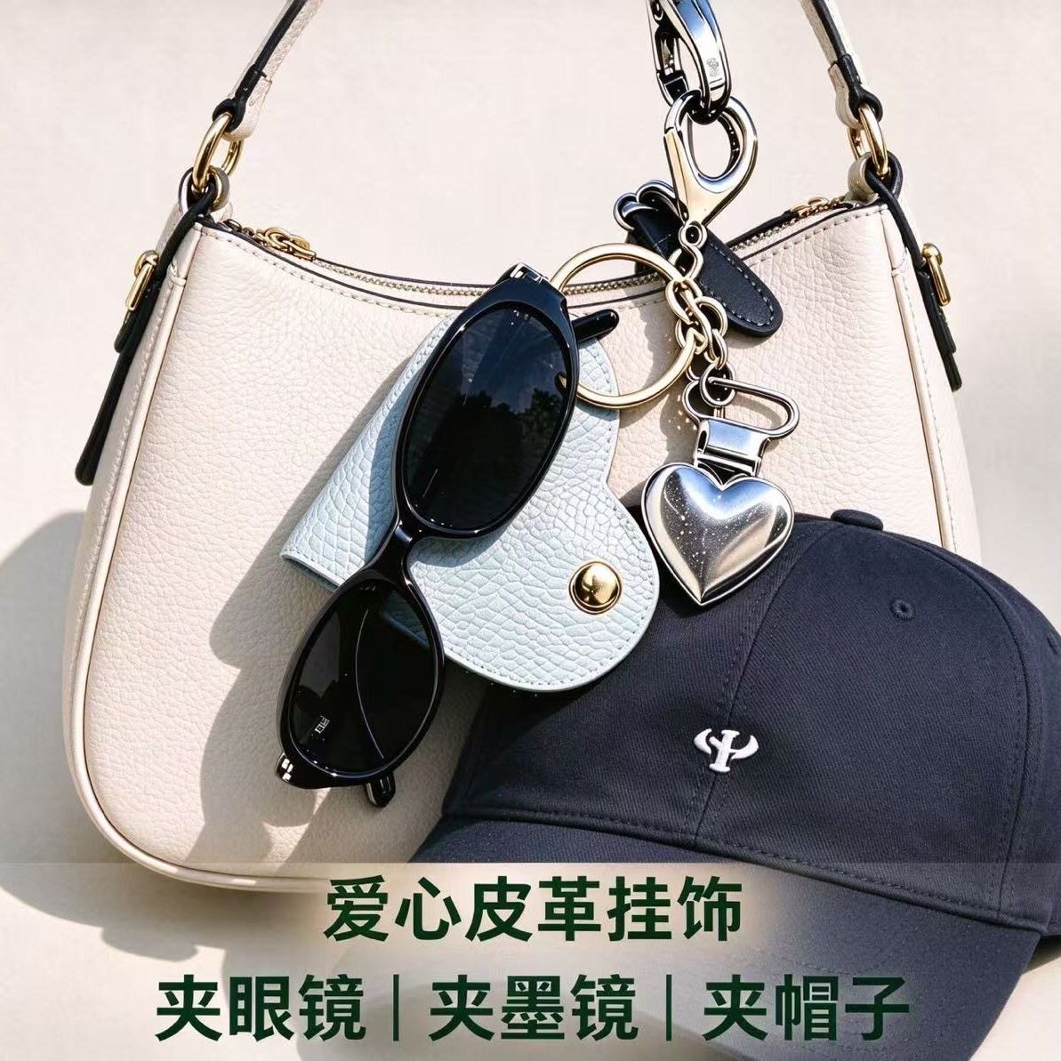 INS爱心强力帽夹眼镜夹帽子神器遮阳帽防丢背包挂件收纳钥匙扣