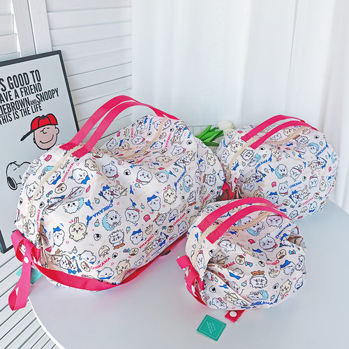 卡通可爱折叠购物袋大中小风琴褶手提斜挎单肩礼品易携带旅行环保