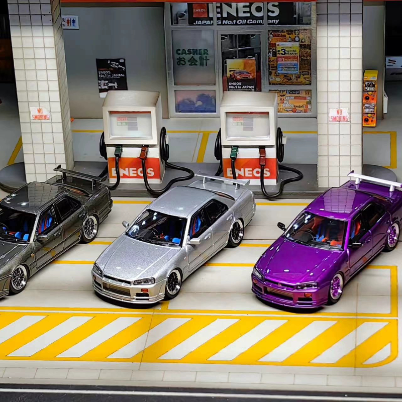 现货Mortal 1/64日产尼桑天际线ER34 25GT-T四门合金汽车模型玩具