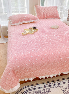 加厚牛奶绒床盖2025新款榻榻米冬季防滑炕垫子夹棉盖毯三件套水洗