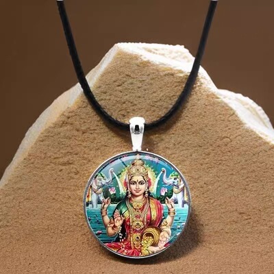 印度Lakshmi拉克希米女神财富与繁荣护身符吊坠2.5cm