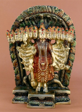 印度国际直邮Vishnu Swaroop毗湿奴手工黄铜雕像摆件