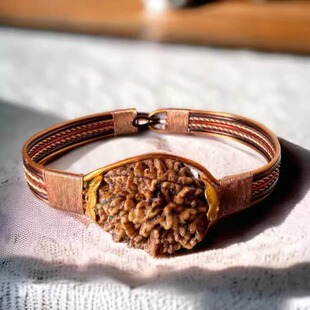 印度Shiva湿婆三面子火元素Rudraksha铜金刚菩提手链手镯 太阳