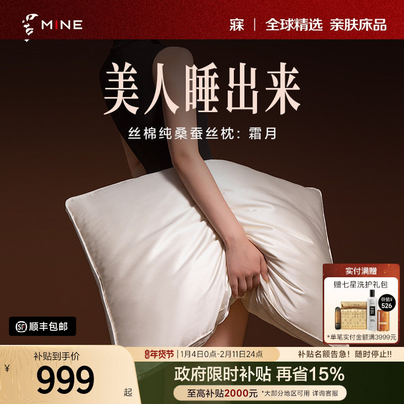 MINE/寐高级丝棉100%桑蚕丝枕头单人枕四季蚕丝枕芯新年送礼 霜月