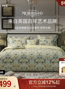 MINE/寐Morris&CoA类长绒棉纯棉秋冬双面磨毛四件套床单 纯粹伦敦