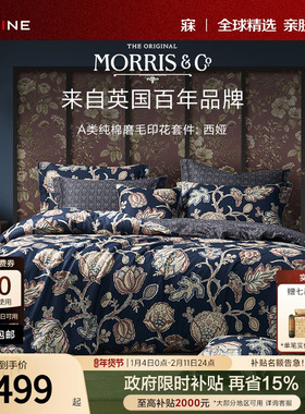 MINE/寐Morris&Co长绒棉纯棉全棉双面磨毛四件套高级床单 西娅