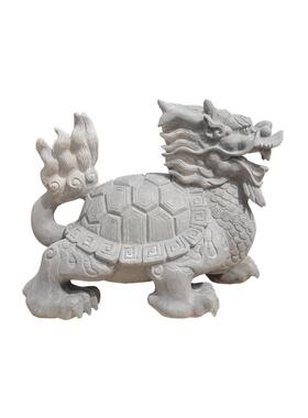 石雕青石龙龟摆件一对吐