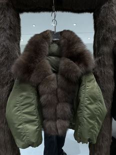 静腾宣25新款派克羽绒服女短款狐狸毛领加厚保暖外套轻奢皮草正品