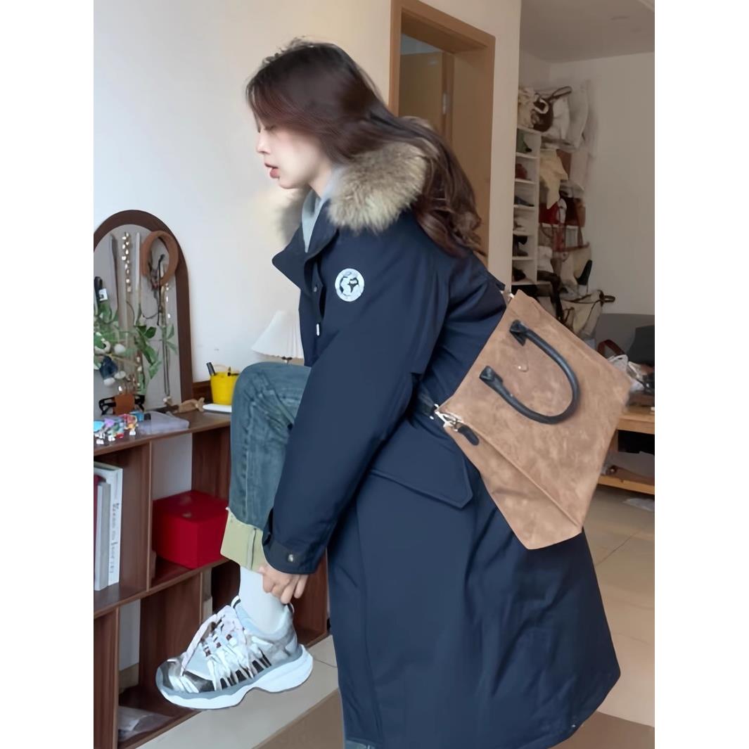 2025年新款冬季长款工装派克服羽绒棉服女覆古小个子棉袄情侣外套