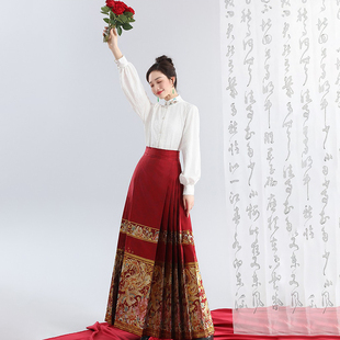 2025新款 重工仿妆花织锦缎织金马面套装 凤凰 无衣饮羽