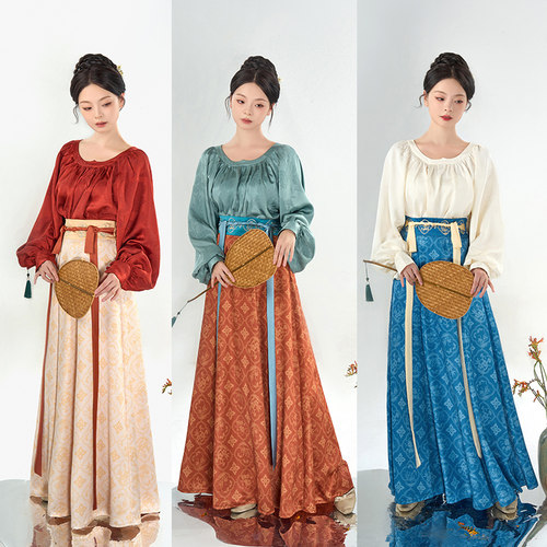 无衣饮羽【小满】汉元素绣花印花八破裙三色日常提花上衣2025