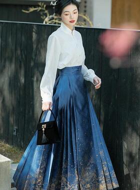 无衣饮羽【人间烟火】织金烟火中长款马面纱缎春夏款小个子