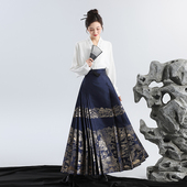 2025新款 无衣饮羽 飞机袖 彩螺螺钿春夏马面套装 上河图景