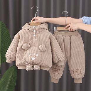 婴幼儿保暖外出服棉衣1 男童加绒二件套2025冬季 3岁4 套装 宝宝冬装