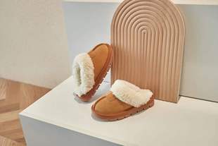 牛皮5125儿童包头毛毛拖鞋冬季保暖男宝女宝2023新款宝宝棉拖鞋子