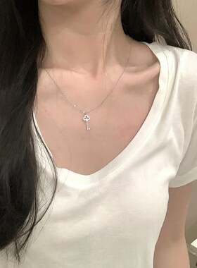 超闪满钻钥匙项链女新款轻奢高级