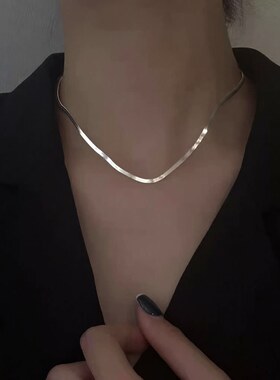 925纯银扁蛇骨链项链女气质刀片