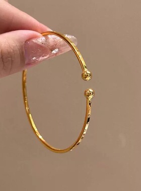 金色光面素圈开口手镯女轻奢精致