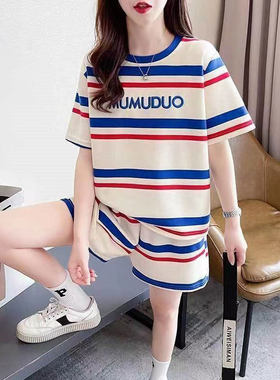 夏季短袖棉氨套装显瘦哺乳衣