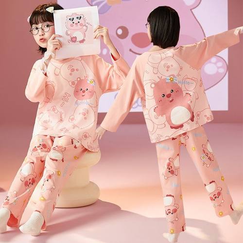 卡通女童睡衣春秋季新款长袖公主风儿童中大童家居服套装可外穿