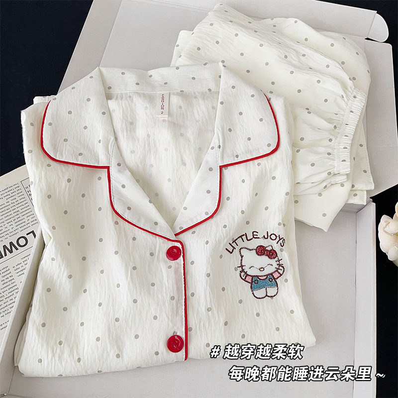 云朵棉可爱猫咪女童睡衣夏季新款家居服套装