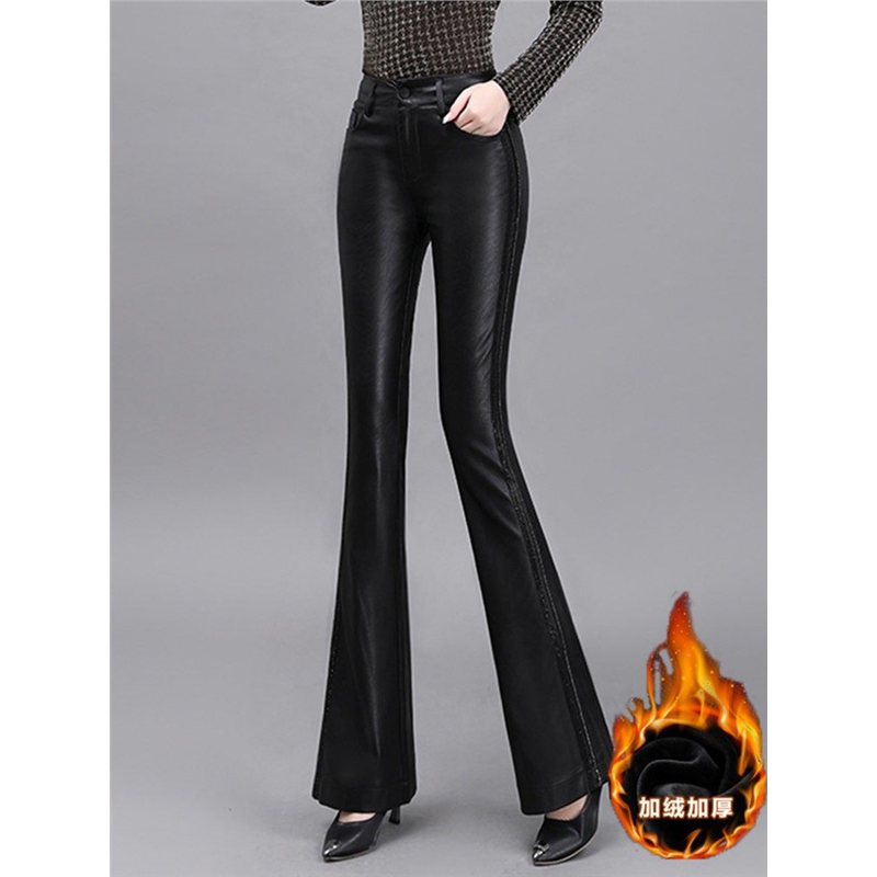 黑色pu皮裤女2026新款秋冬紧身喇叭裤高腰显瘦休闲裤保暖加绒裤子,女装/女士精品,休闲裤,淘宝优惠券,粉丝福利购,淘宝优惠卷