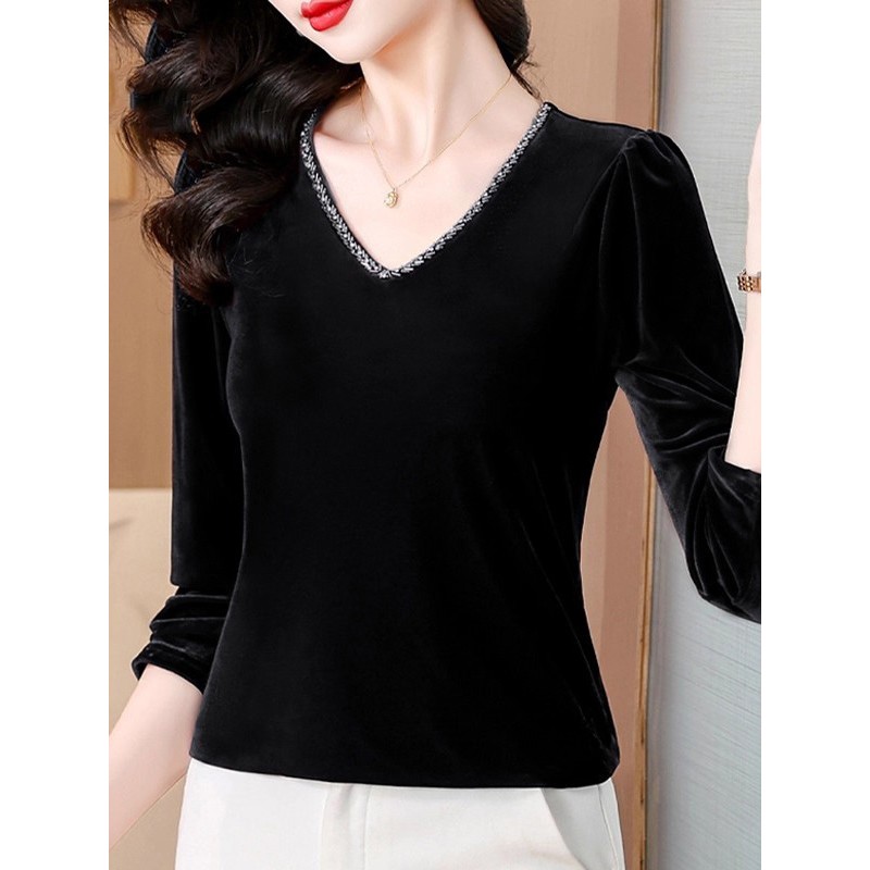 金丝绒打底衫女高贵洋气2025秋冬新款内搭时髦长袖t恤可外穿上衣