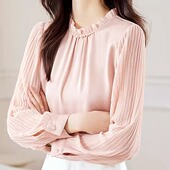 爆款 2026年新款 洋气漂亮时尚 小衫 上衣 雪纺衬衫 宽松长袖 女士春秋季