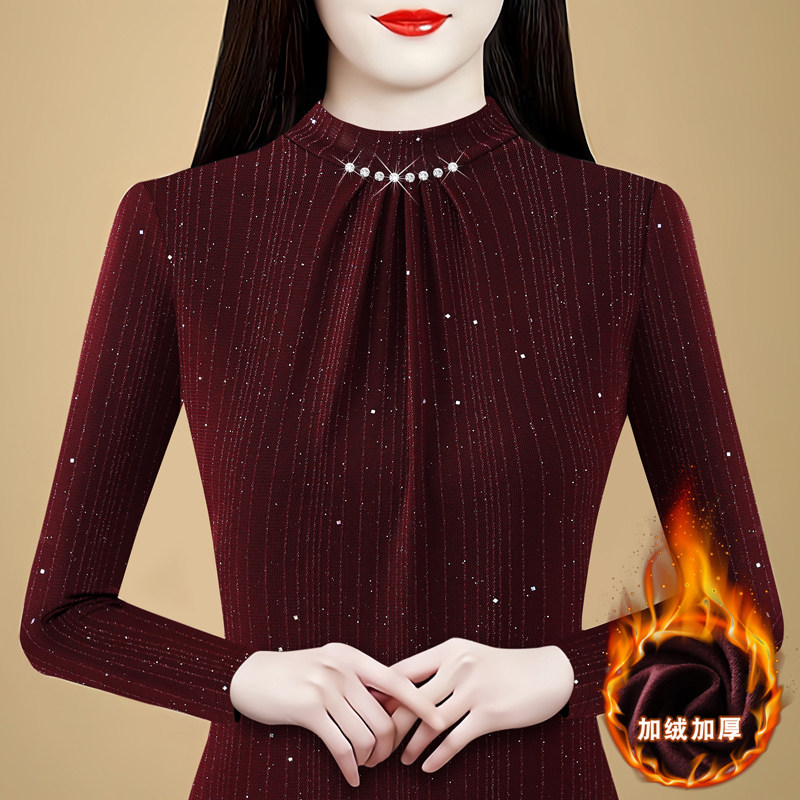 加厚网纱上衣女可外穿绒内