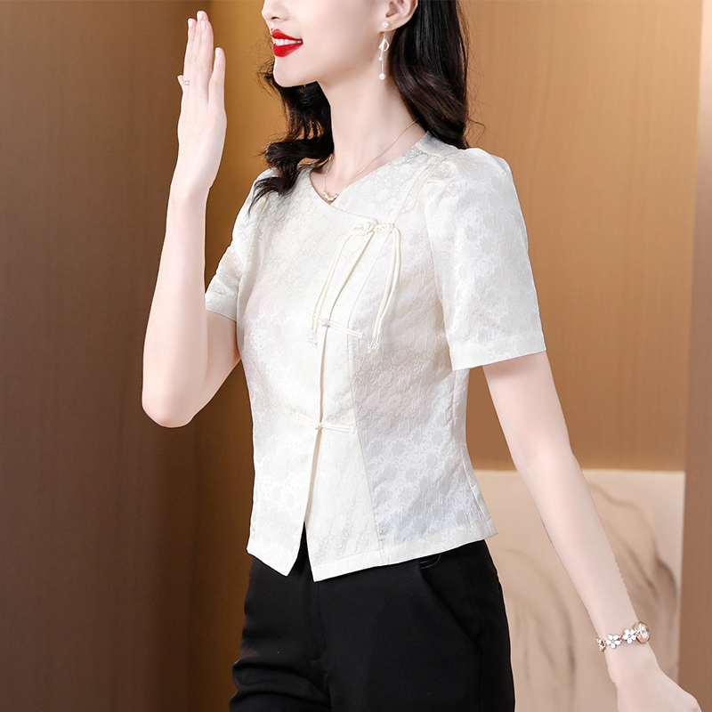 新中式国风衬衫女士2025夏季新款改良旗袍上衣小个子短装汉服小衫