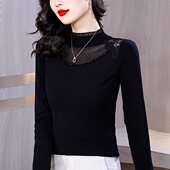 加绒蕾丝义乌高端打底衫 年轻妈妈欧货洋气上衣 女内搭外穿2026新款