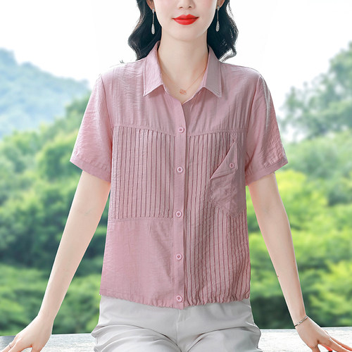 广东普宁短袖衬衫女士超火爆款夏季2026新款高端棉麻亚麻减龄上衣