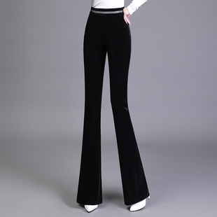 金丝绒阔腿裤子女士春秋冬2026年新款显瘦垂感直筒拖地休闲微喇裤