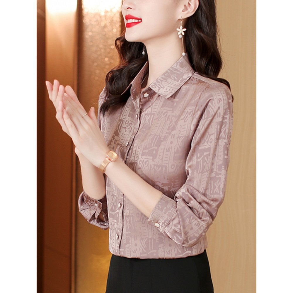 缎面衬衫早春秋夏女士洋气时