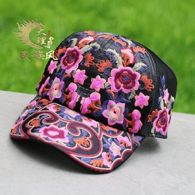 杨丽萍同款绣花鸭舌帽手工刺绣民族复古帽子棒球帽防晒遮阳帽旅游