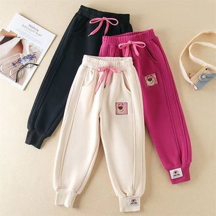 湖州织里女童加绒裤子2025爆款儿童装秋冬休闲卫裤薄绒女孩运动裤