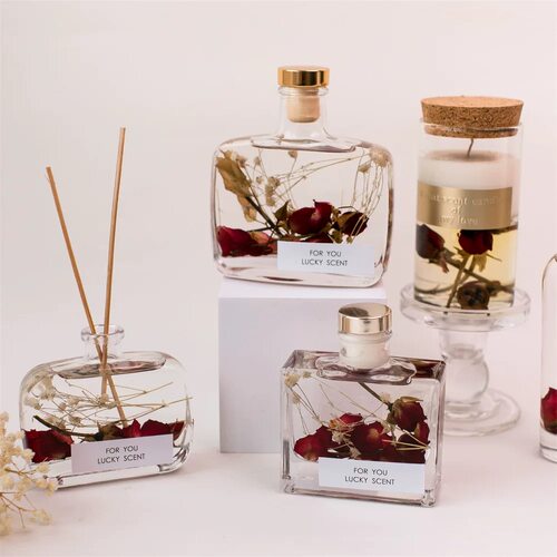 lucky scent干花香薰套装伴手礼酒店香氛木盖藤条无火精油香薰