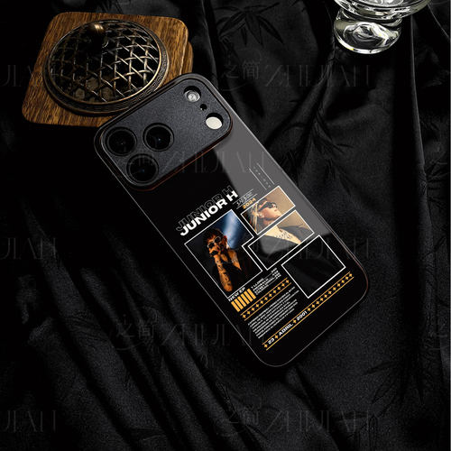 JuniorH磁吸磨砂黑框玻璃手机壳适用苹果iphone17promax华为红米K90PROMAX一加ACE5至尊版红米K80PRO一加15