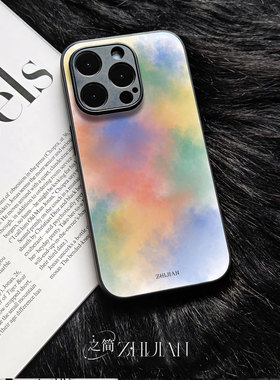 之简ZHIJIAN《五彩斑斓》玻璃亮面磨砂手机壳新款小众不撞壳适用苹果17promax荣耀300至尊红米K80PROFINDX8PR