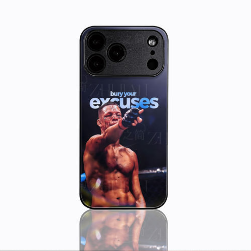 UFC迪亚兹励志磁吸磨砂黑框电镀玻璃手机壳适用苹果iphone17promax华为小米15PROP40PROPLUS荣耀MAGIC5PRO红